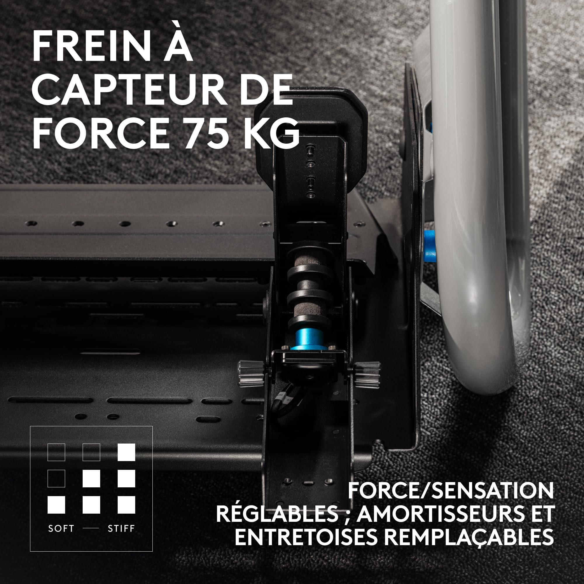 Logitech G RS Pedals - Pédales de simulation de course avec frein à capteur de pression 75 kg, positionnement des pédales réglable, conception modulaire, châssis en acier robuste et extensible - Noir