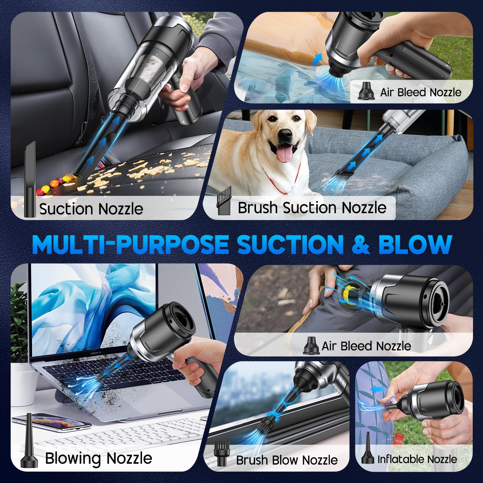 KMM Handheld Car Vacuum Cleaner, 10000PA Hand Held Vacuum & Air Duster view 4