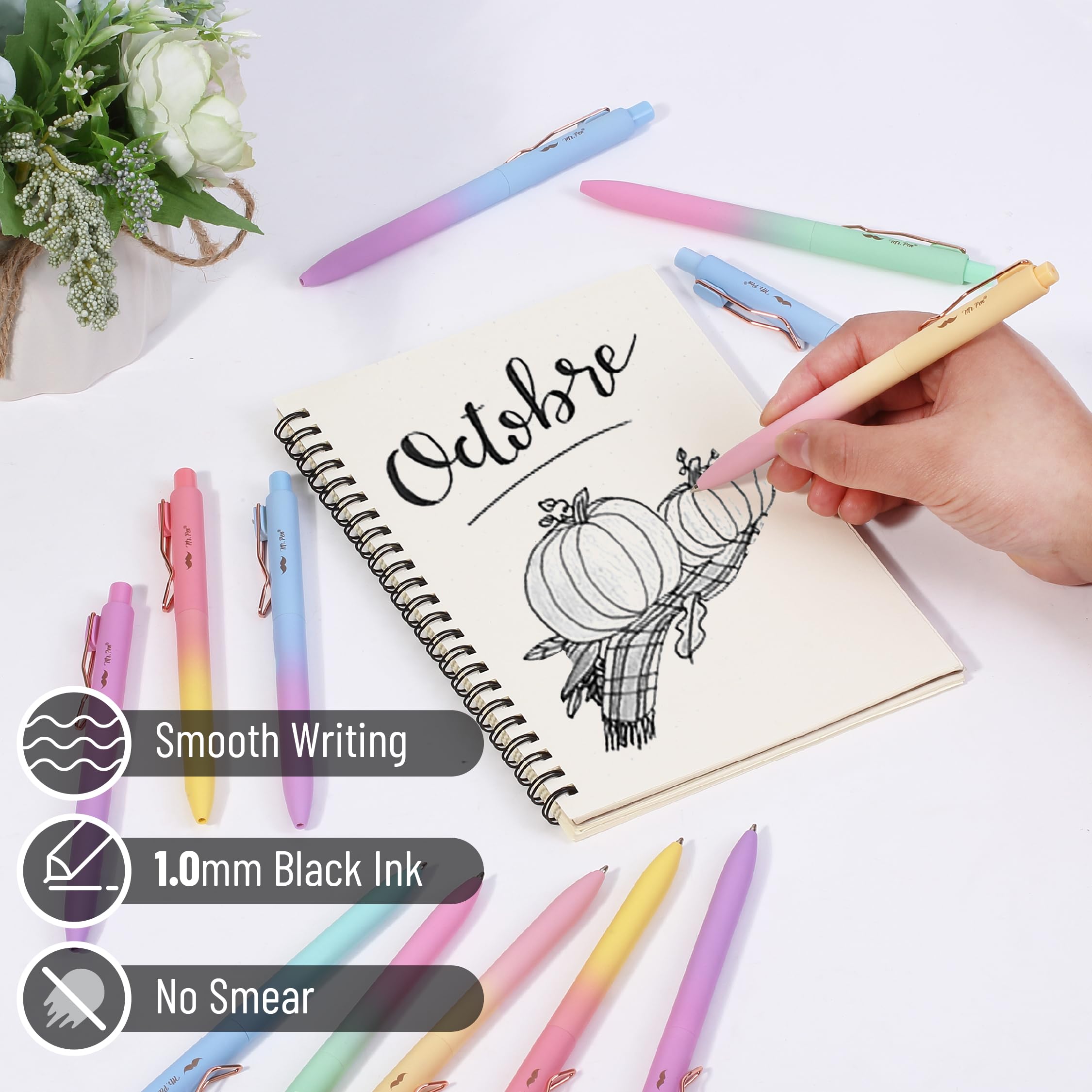 Mr Pen- Ballpoint Pens 12 Pack Gradient Color Barrels Black Ink Cute Ballpoint Pens Black Ink Cute Pens — view 5