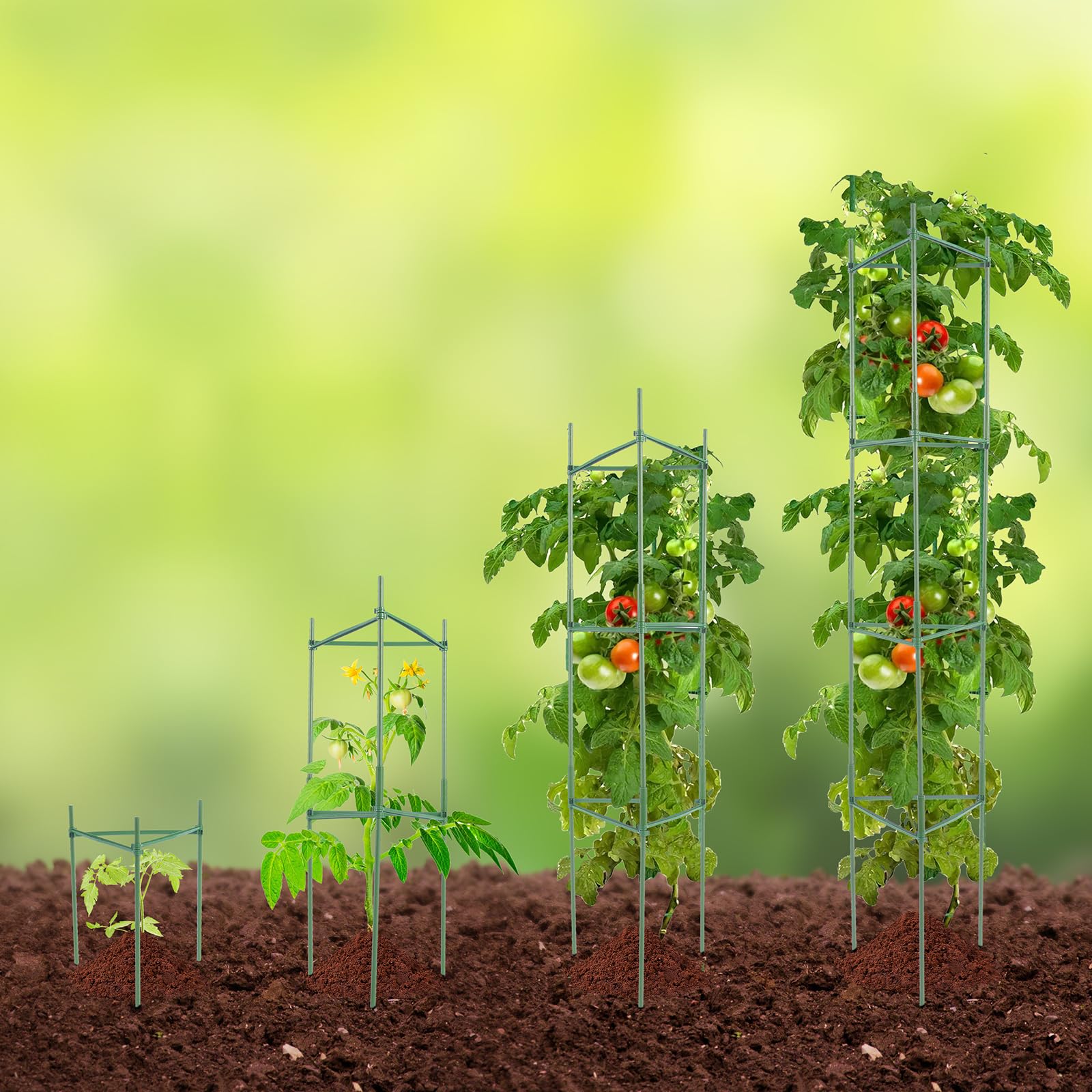 VEVOR Gabbie per Pomodori da Giardino 6 Pacchetti, Supporto per Pomodori 121,92cm, Gabbia Sostegno per Piante Alte Impilabile, per Aiuole Rialzate, Verdure, Fiori Piante Rampicanti da Giardino Orto