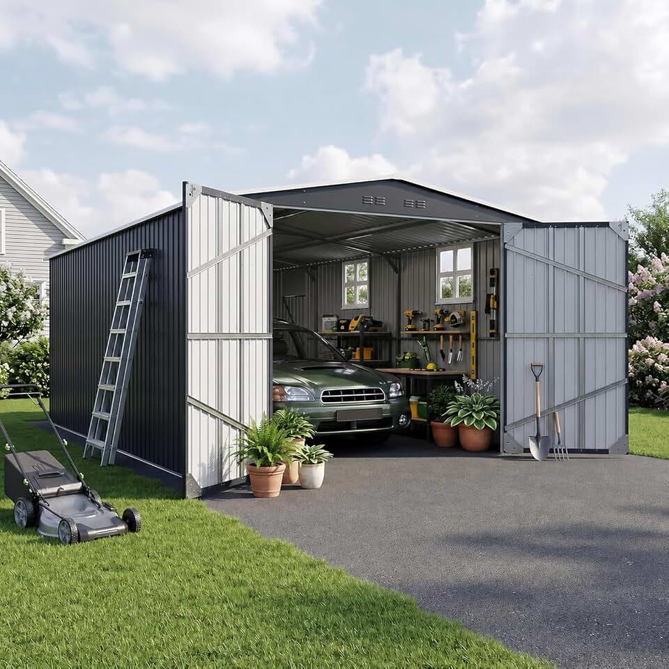 Polar Aurora 12x20 FT Outdoor Storage Shed Black Recycled Claim Standard Blended