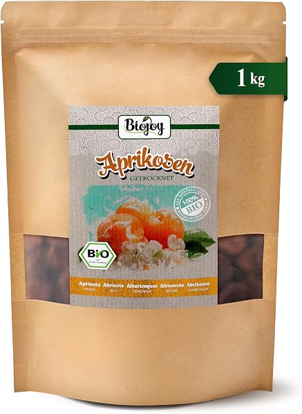Biojoy Albicocche secche BIO (1 kg), senza zucchero aggiuntо e senza solfiti - 1
