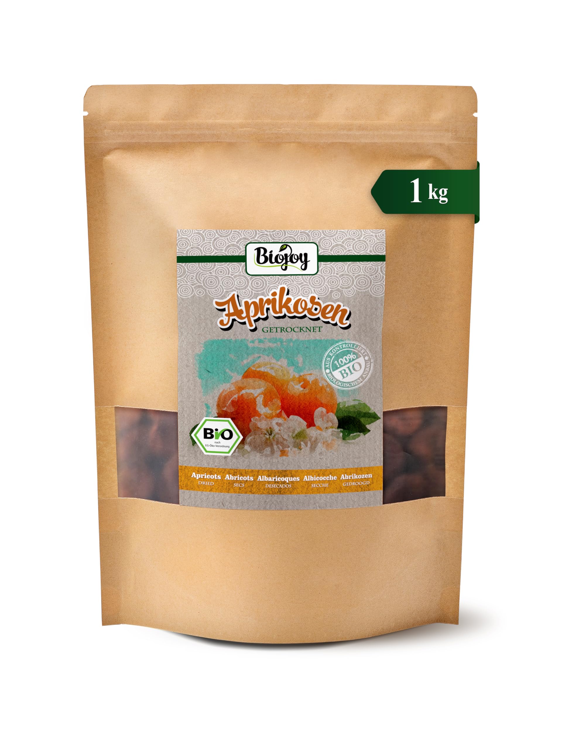 Biojoy Albicocche secche BIO (1 kg), senza zucchero aggiuntо e senza solfiti