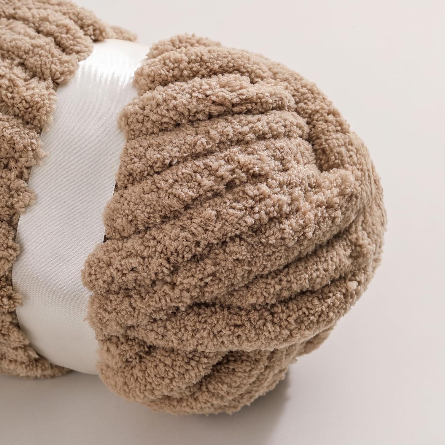 bearberry Jumbo Chenille Yarn, Super Bulky 6 - Extra Plush & Skin-Friendly for Chunky Knit Blankets, Arm Knitting & Crocheting 8-Pack (8oz/25yd Per Skein), Machine Washable, Ultra Soft, Khaki