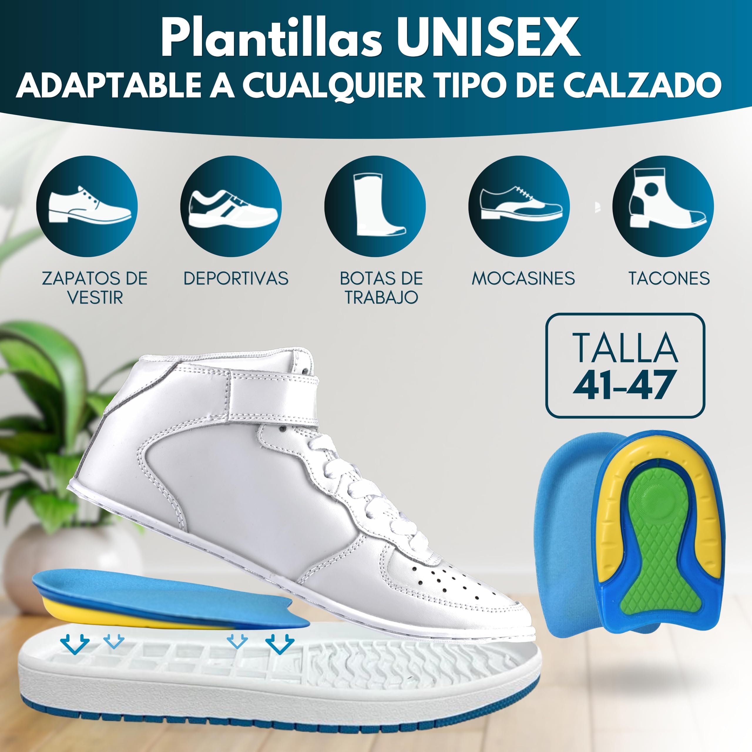 Pack de 4 Taloneras para Corregir la Fascitis Plantar y Espolón Calcaneo - Plantillas de Silicona para Hombre y Mujer - Pantilla de gel para espolones - Unisex