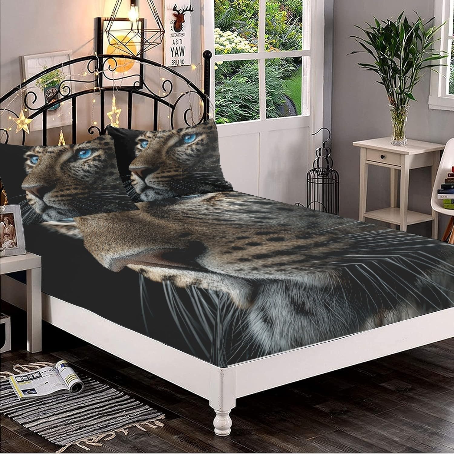 Drap Housse 200x200 cm Noir Grand Bonnet 30 cm en Microfibre