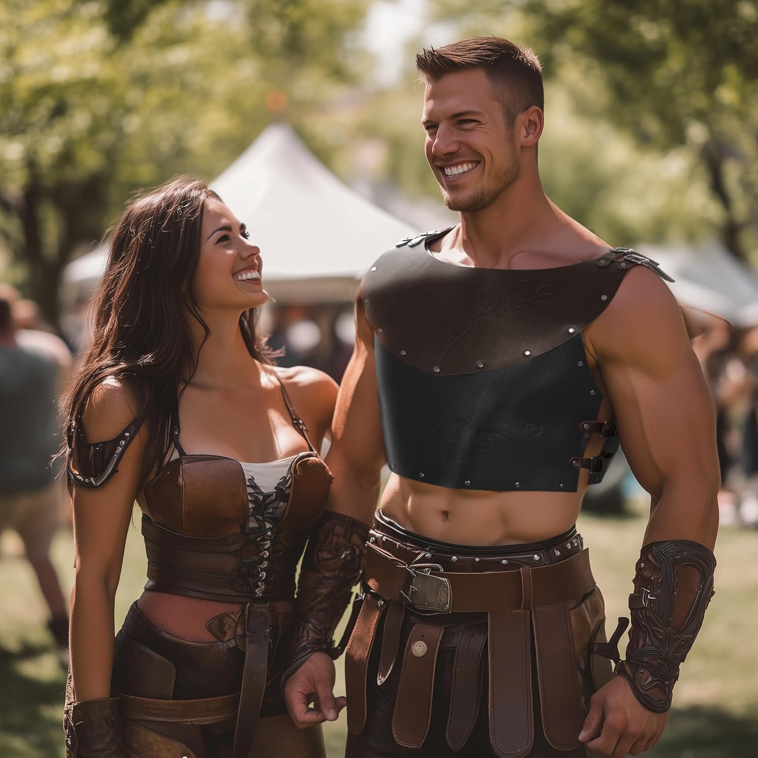 UQJE Leather Chest Armor Men Medieval Viking Retro Mercenary Knight Archer Leather Plate Armor - Image 2