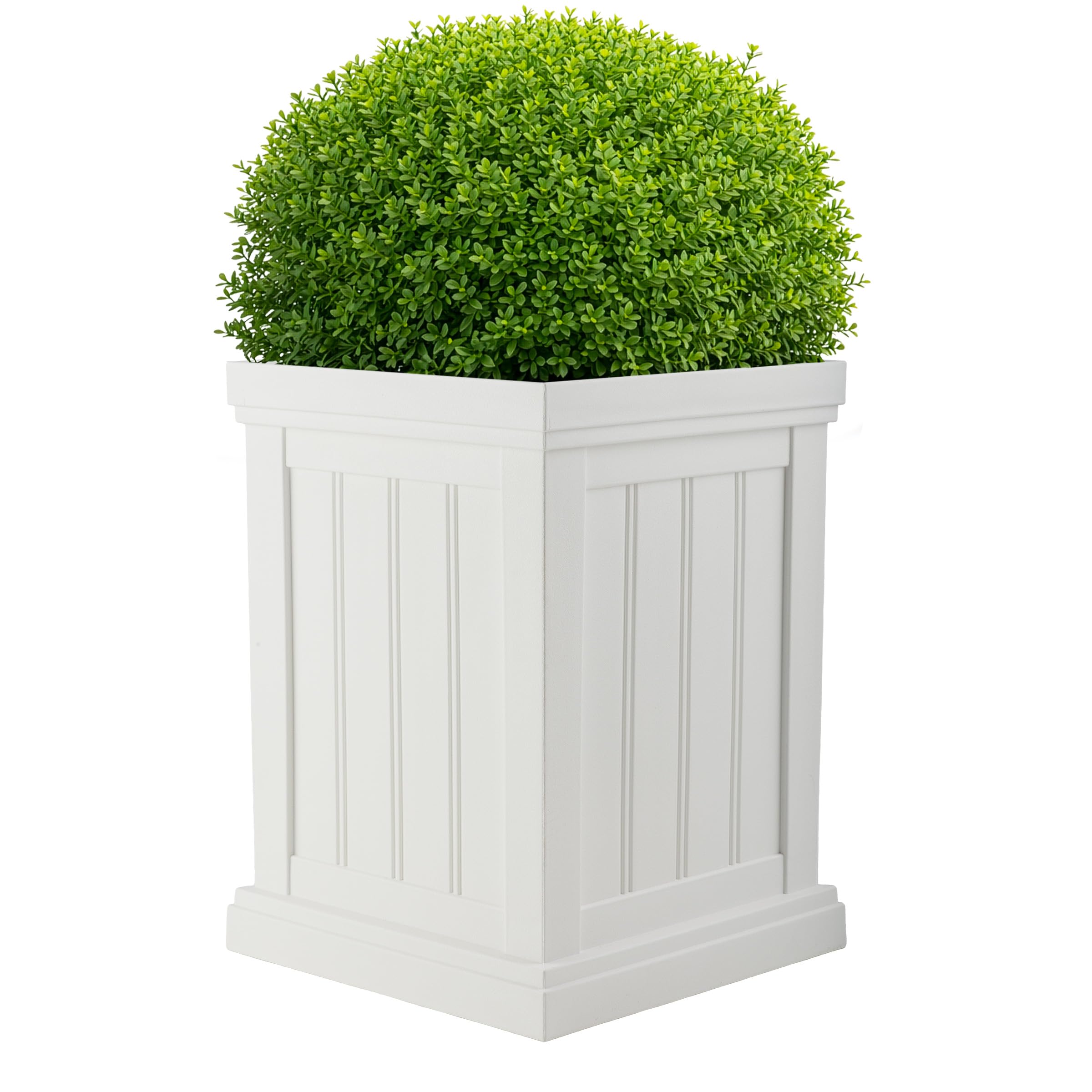 Jardinière d'extérieur carrée en plastique blanc avec trous de drainage Pure Garden