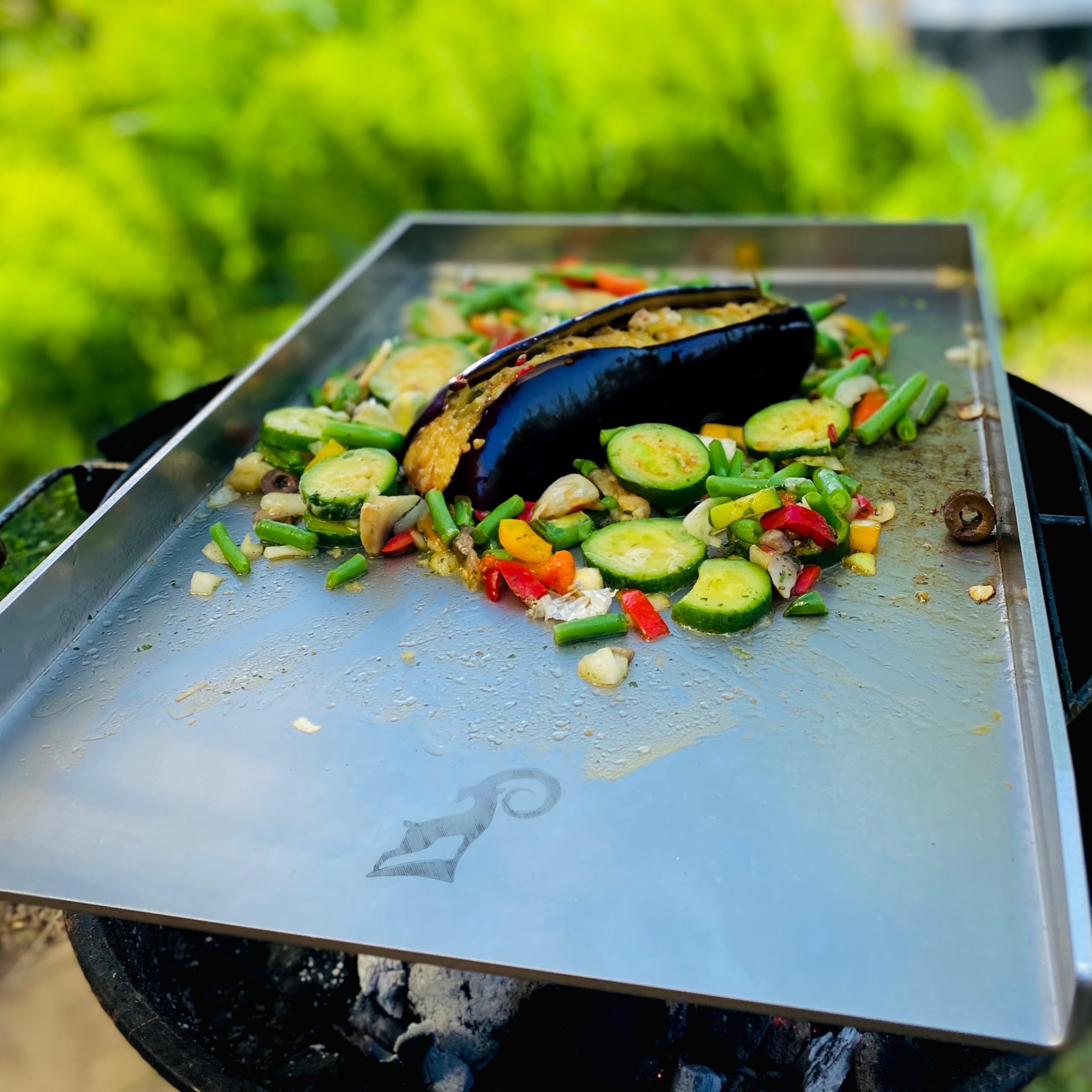 ZIEGER 10007049 płyta grillowa 45 x 30 uniwersalna stal szlachetna płyta grillowa BBQ Plancha nakładka do grilla