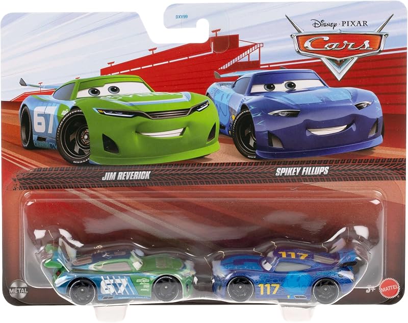 Mattel Disney Cars 2-Pack Carbon Cyber #67 Jim Reverick & Lil' Torquey Pistons #117 Spikey Fillups