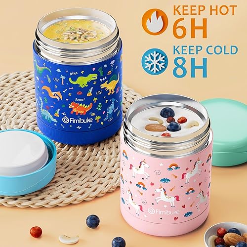 Miniatura 3 de Fimibuke Tarro de Comida Aislado para Niños, Paquete de 2 de 12 OZ Libre de BPA Tarro de Almuerzo de Acero Inoxidable al Vacío para Comida Caliente