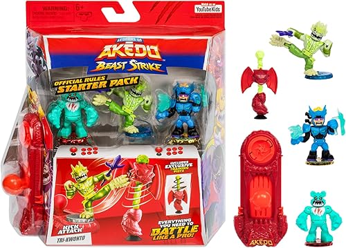 Legends of Akedo Beast Strike - Paquete de iniciación 3 Akedo Warriors 1 guerrero legendario, 1 bestia Striker y 1 guerrero ultra raro con pieza