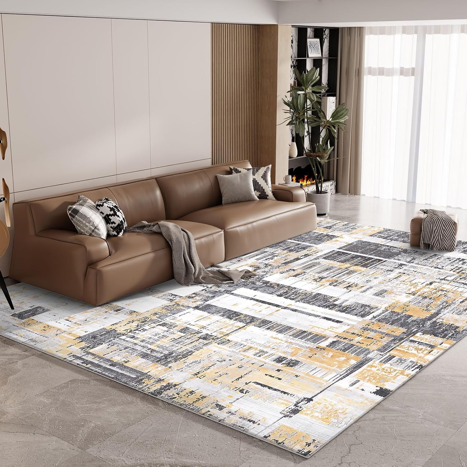 Vamcheer Waschbar Teppich Wohnzimmer, 10MM Eingedickter Schwamm