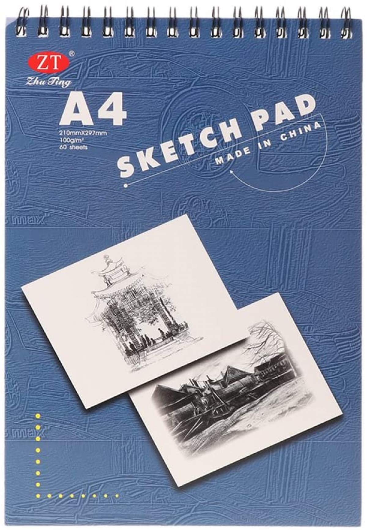 ELECDON A4 Sketch Book, Sketch Pad Sketch Book Art Spiral, Blank Page Scrap Book, Kraft Cover Sketch Drawing Pad Art Book for Adults Kid Children, Suitable for Pencil Watercolor Pen (60 Sheet)