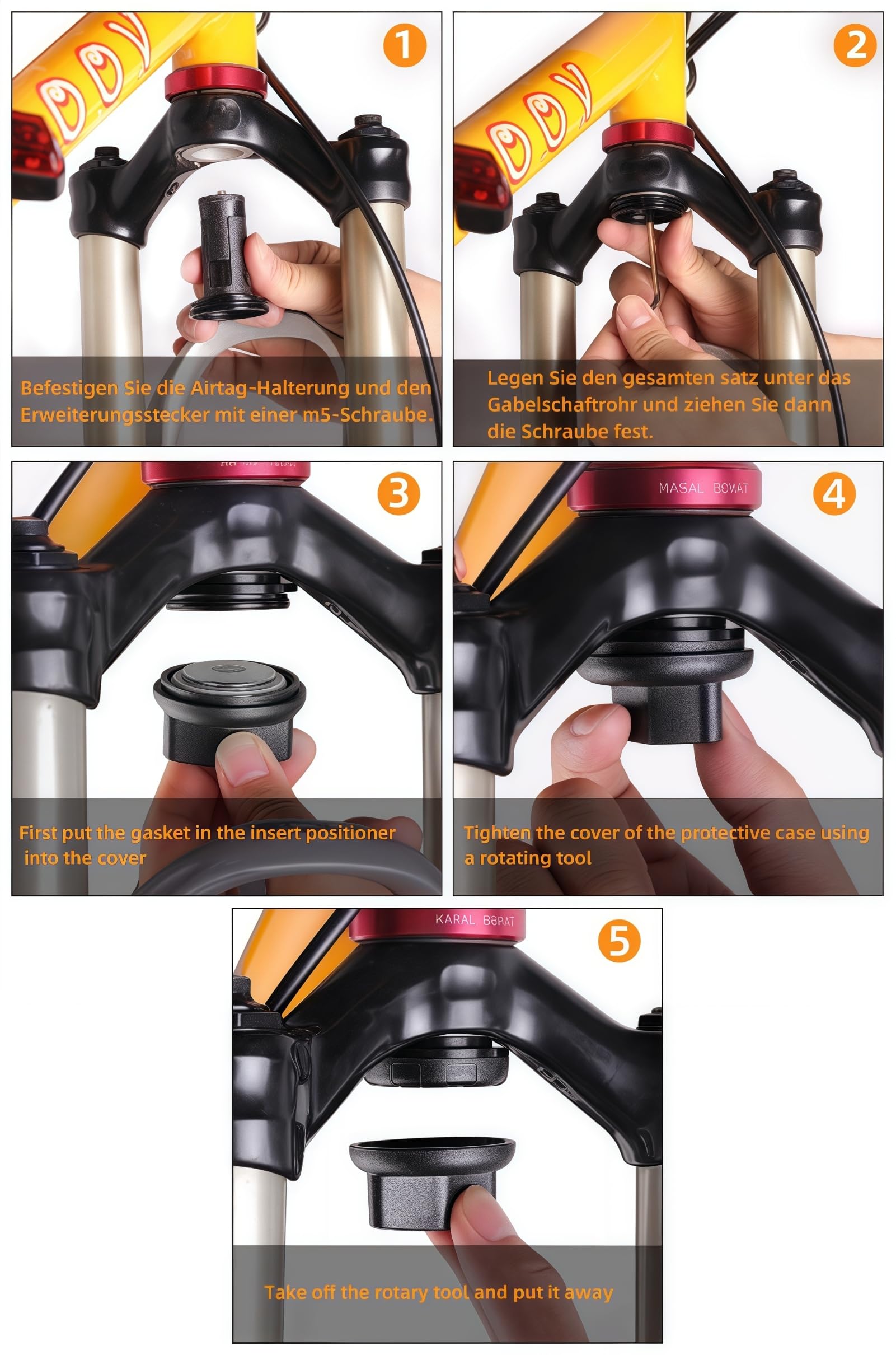 Fahrradhalterung, versteckt, kompatibel mit Air-Tag, Mountainbike, Diebstahlschutz, wasserdicht, für MTB, Fahrrad, Federgabel mit Innendurchmesser 18–30 mm (Air-Tag nicht im Lieferumfang