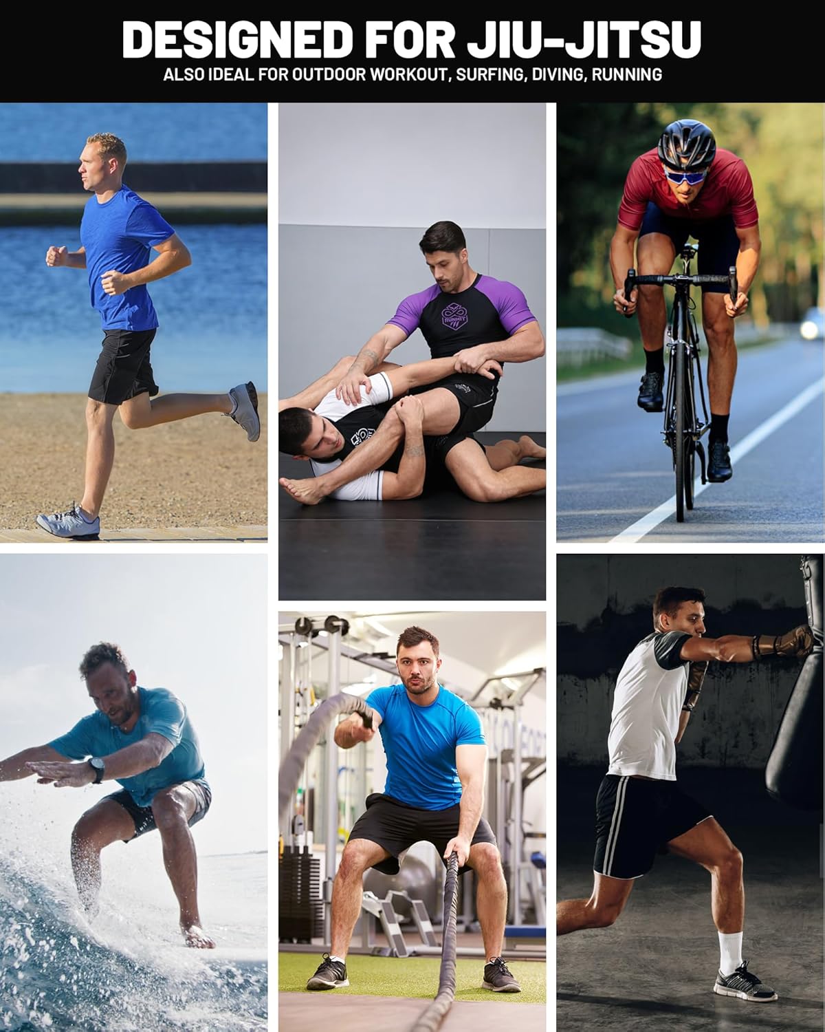 Runhit Men's BJJ Rash Guard Jiu Jitsu Compression Shirts Short Sleeve for MMA No GI Wrestling Sports Base Layer UPF 50+ - Image 6
