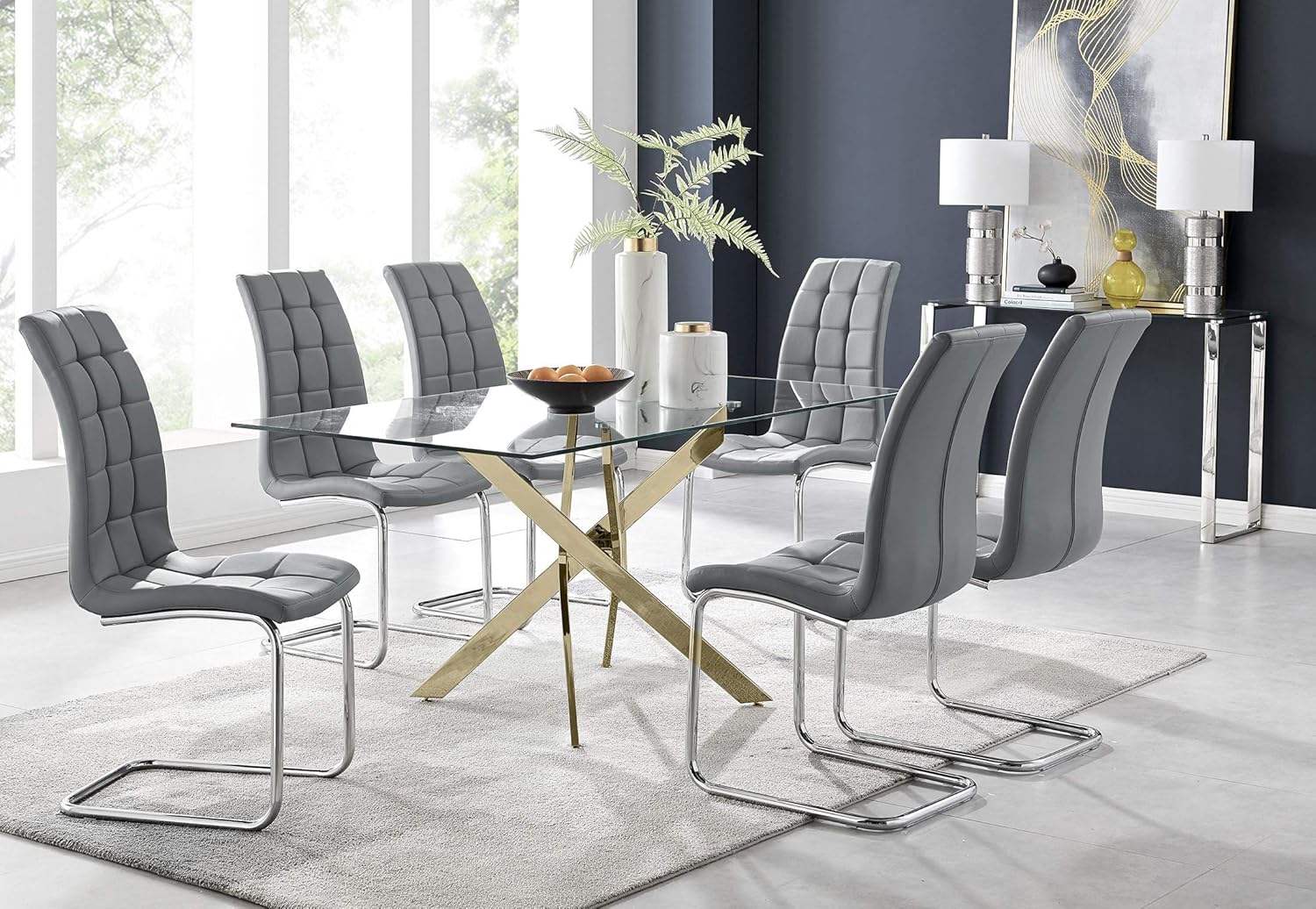 Buy Furniturebox UK Leonardo Rectangular Glass 6 Seater Dining Table