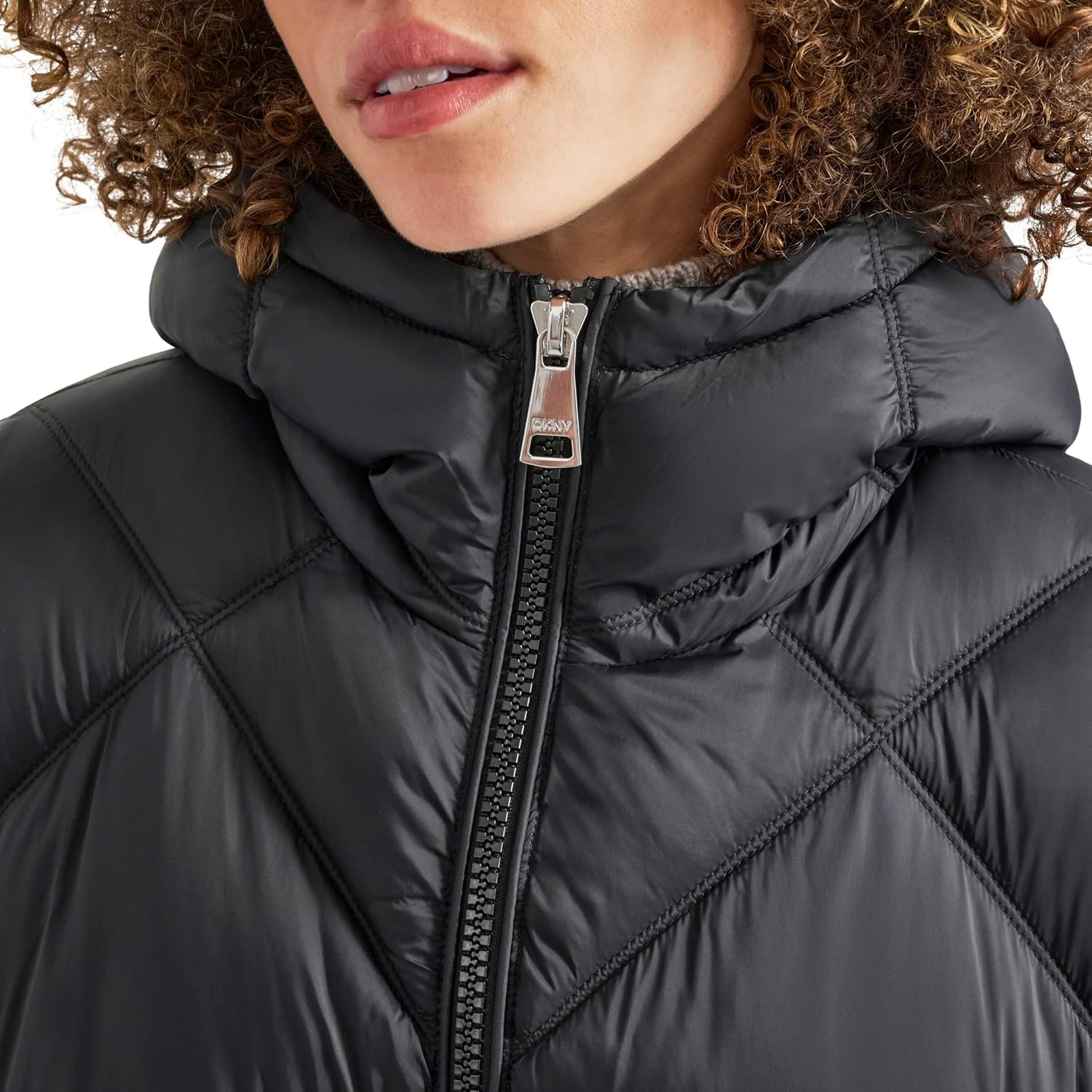 DKNY Women's Hooded Diamond Quilt Long - Image 6