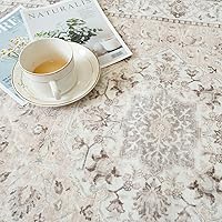 Vista 3 de Alfombra lavable para pasillo, de cocina, para entrada, alfombra suave vintage, antideslizante para interiores, para baño, sala de estar y Beige