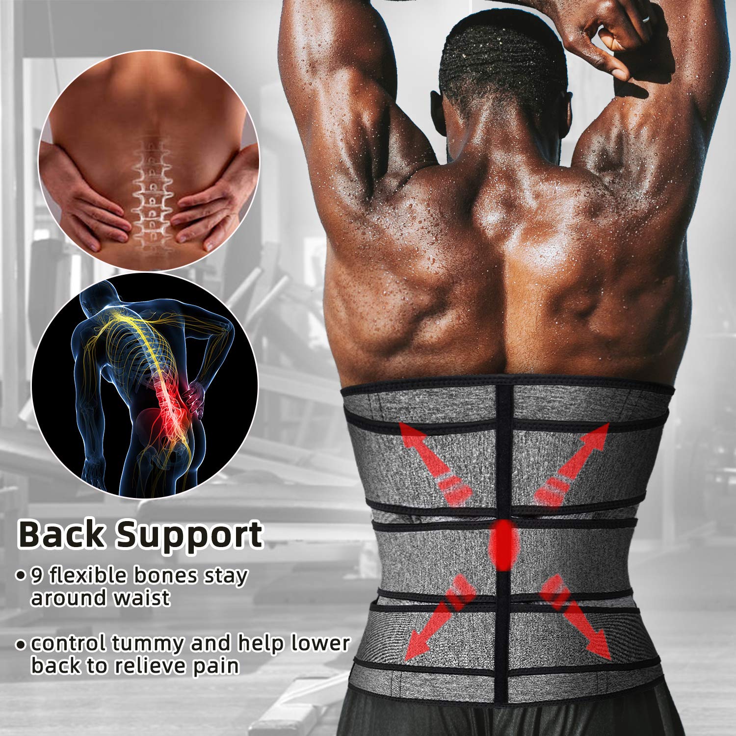 Hidyliu Corset d'entraînement pour homme en néoprène avec ceinture