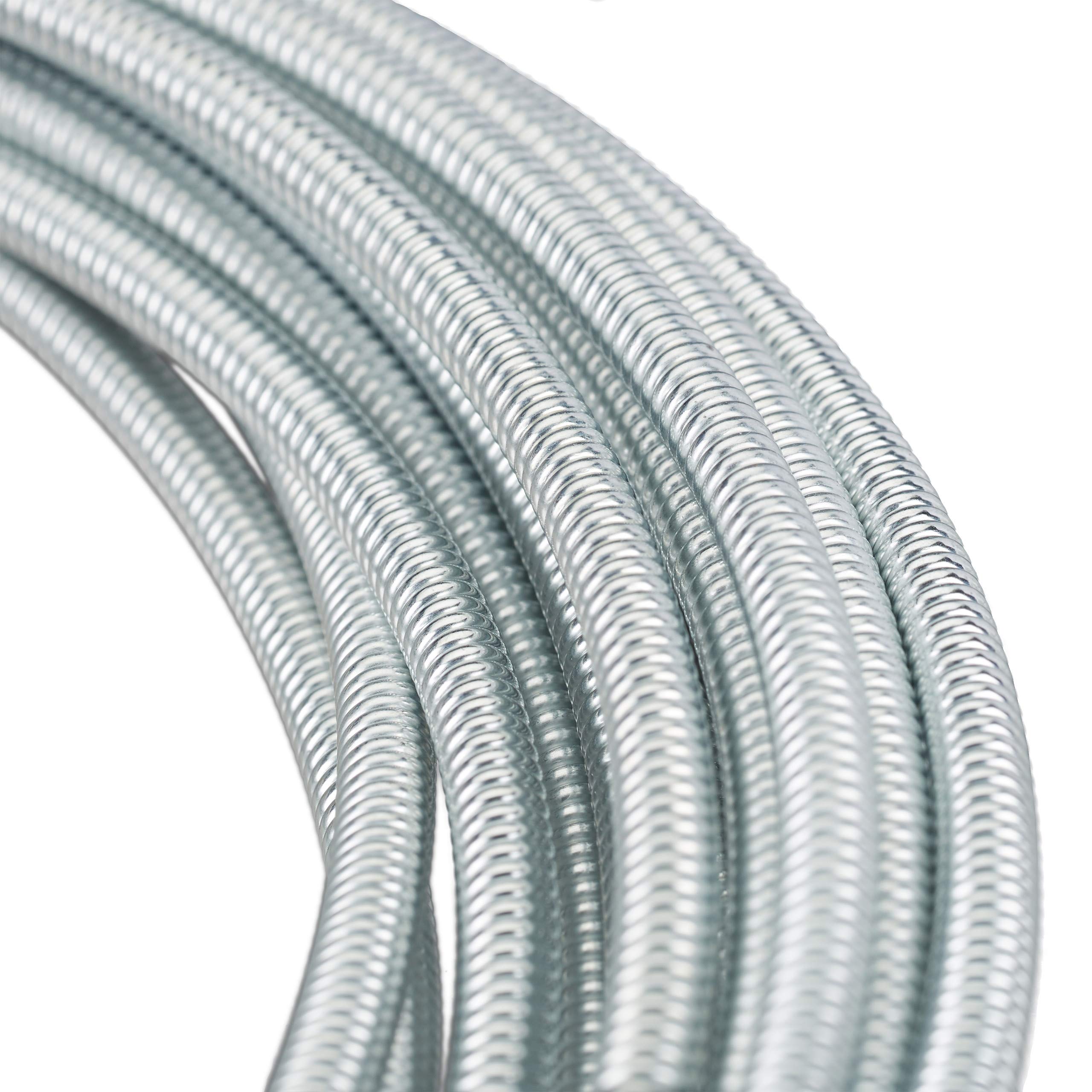 Relaxdays Desatascador Tuberías y Desagües 10 m, Cable, Muelle, Ducha, WC, Alambre, Hierro y Plástico, Ø 5 mm, Plateado
