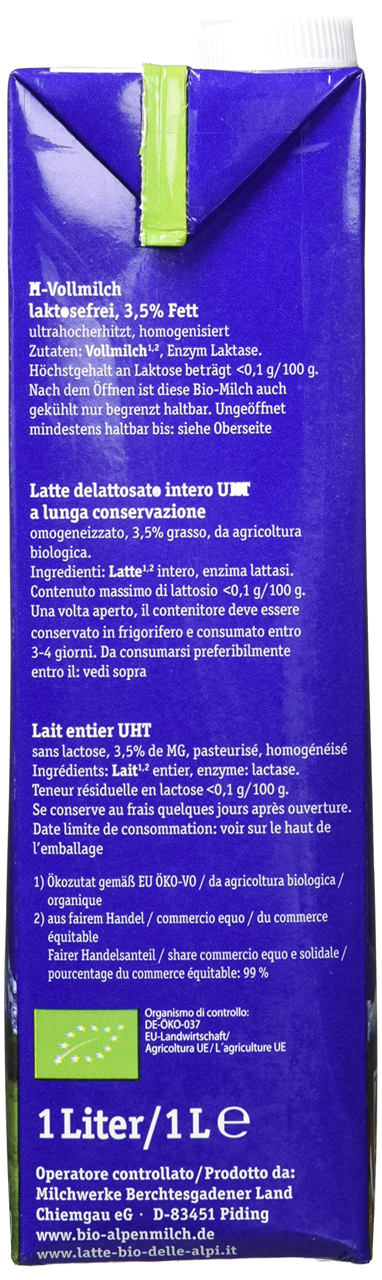 Berchtesgadener Land Lactosefreie H-Milch 3.5%, 12er Pack (12 x 1 l)