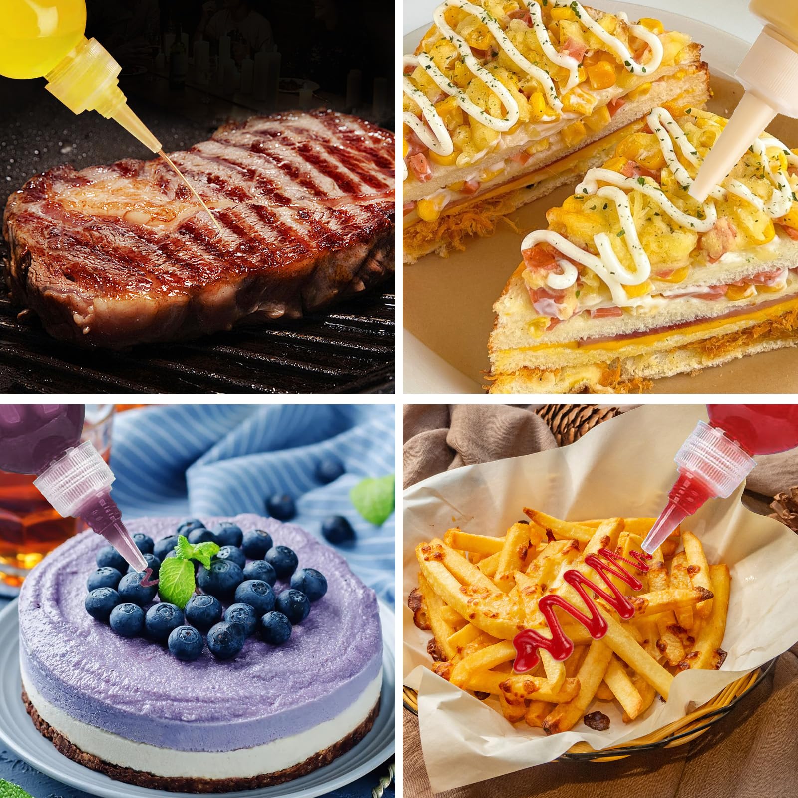 6 Bottiglie Squeeze Da 300 Ml - Per Salse, Olio E Condimenti, Pratiche E Antiperdita - Foto 12