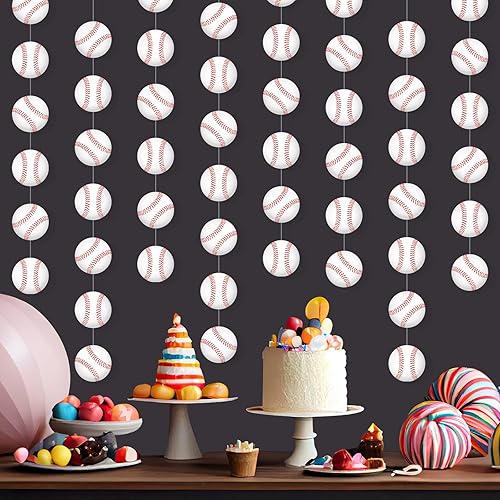 Miniatura 5 de Faccito 12 pancartas de fiesta de béisbol para fiestas temáticas deportivas, decoraciones colgantes, guirnalda de papel de béisbol para niños,