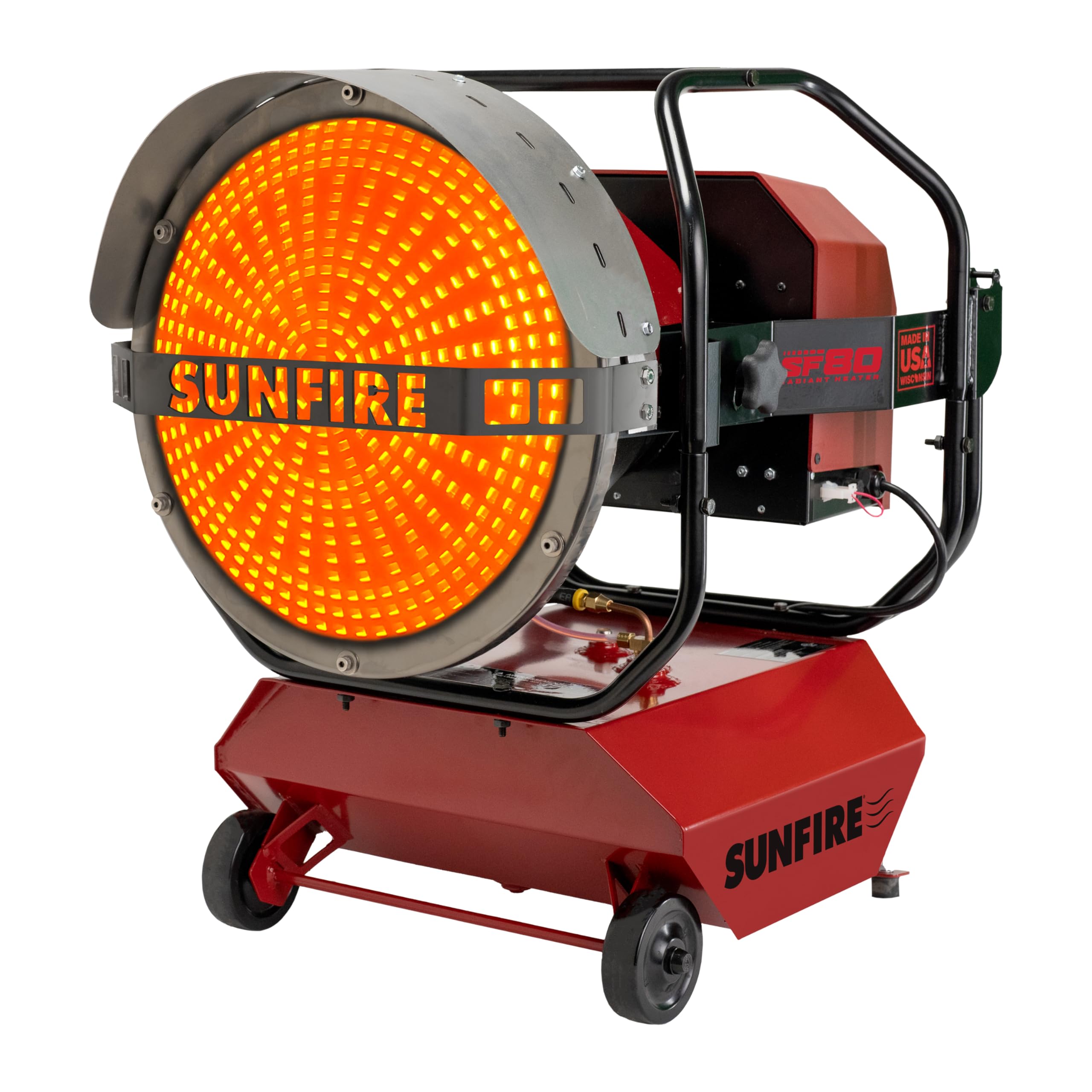 SUNFIRE Radiant Heater, 80,000 BTUs | Made in the USA, No Smell &amp; No Fumes, Run Time 10 Hours, Quiet Indoor And Outdoors, Automatic Shutoff