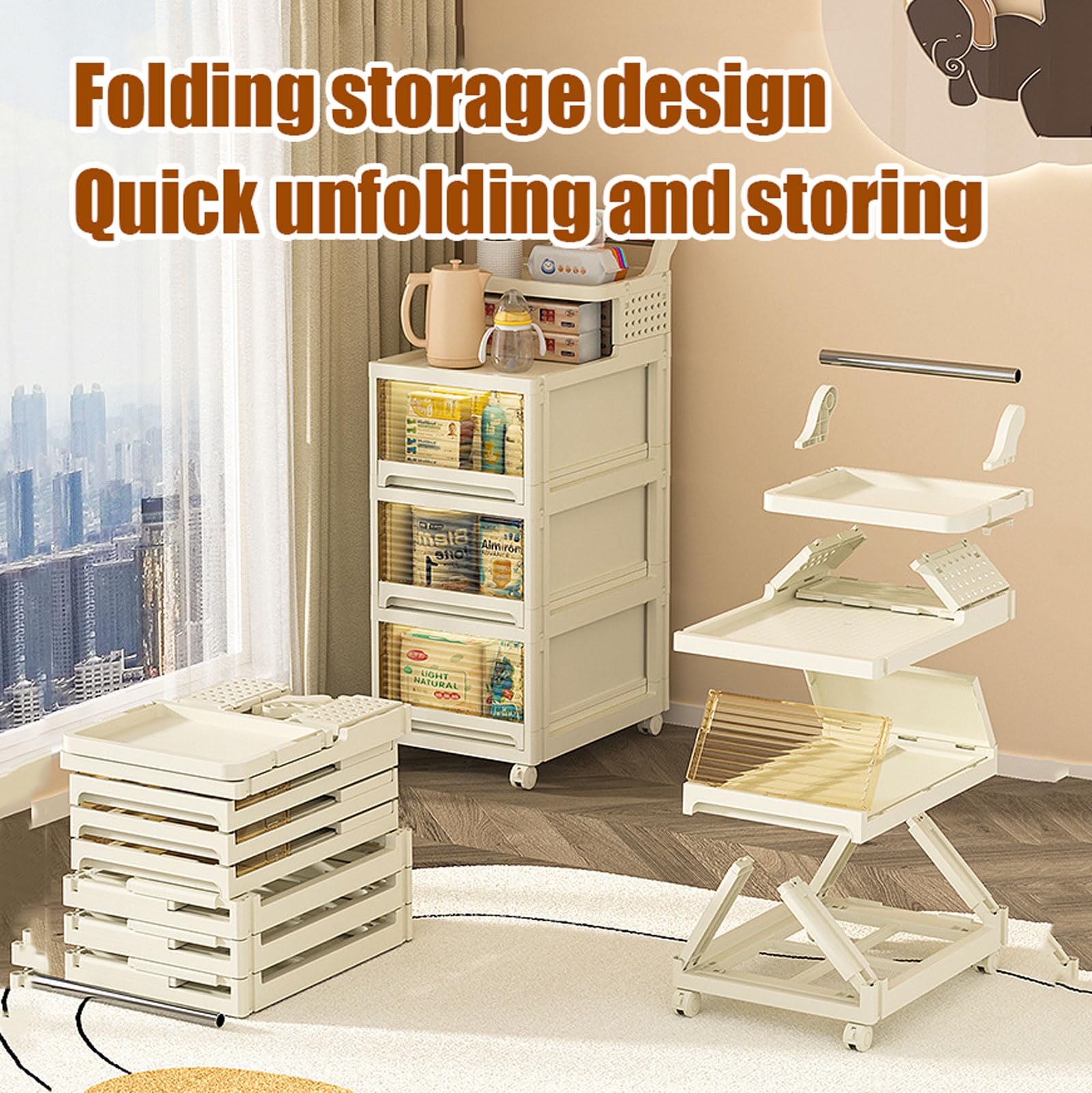 Gabinete de Almacenamiento de Baño Delgado con Ruedas Carro de Cocina Estrecho con Asa, Gabinete de Piso Impermeable con Ruedas Y Cajones para Espacios Pequeños