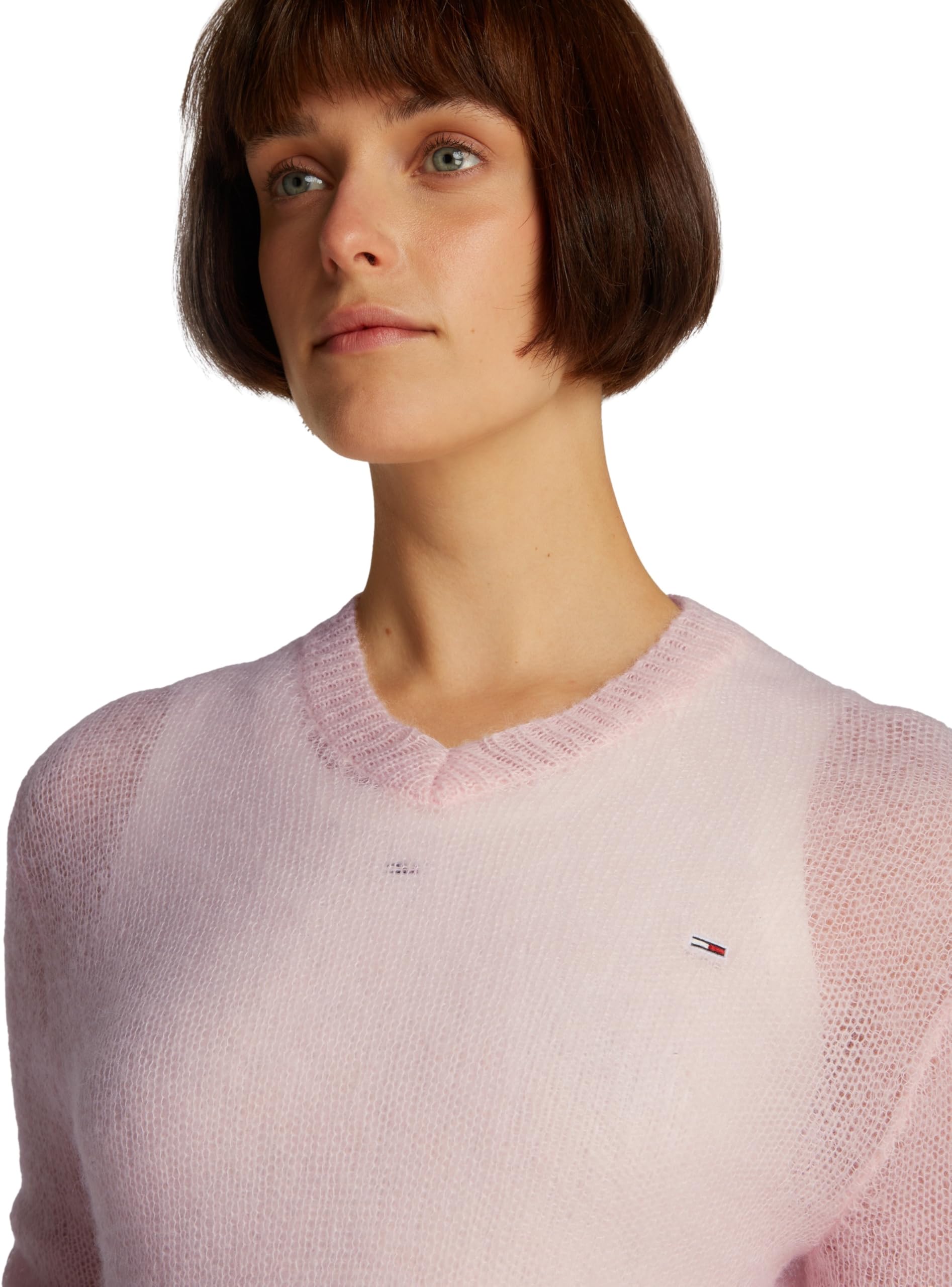 Tommy Jeans Damen Pullover Open Knit mit V-Ausschnitt