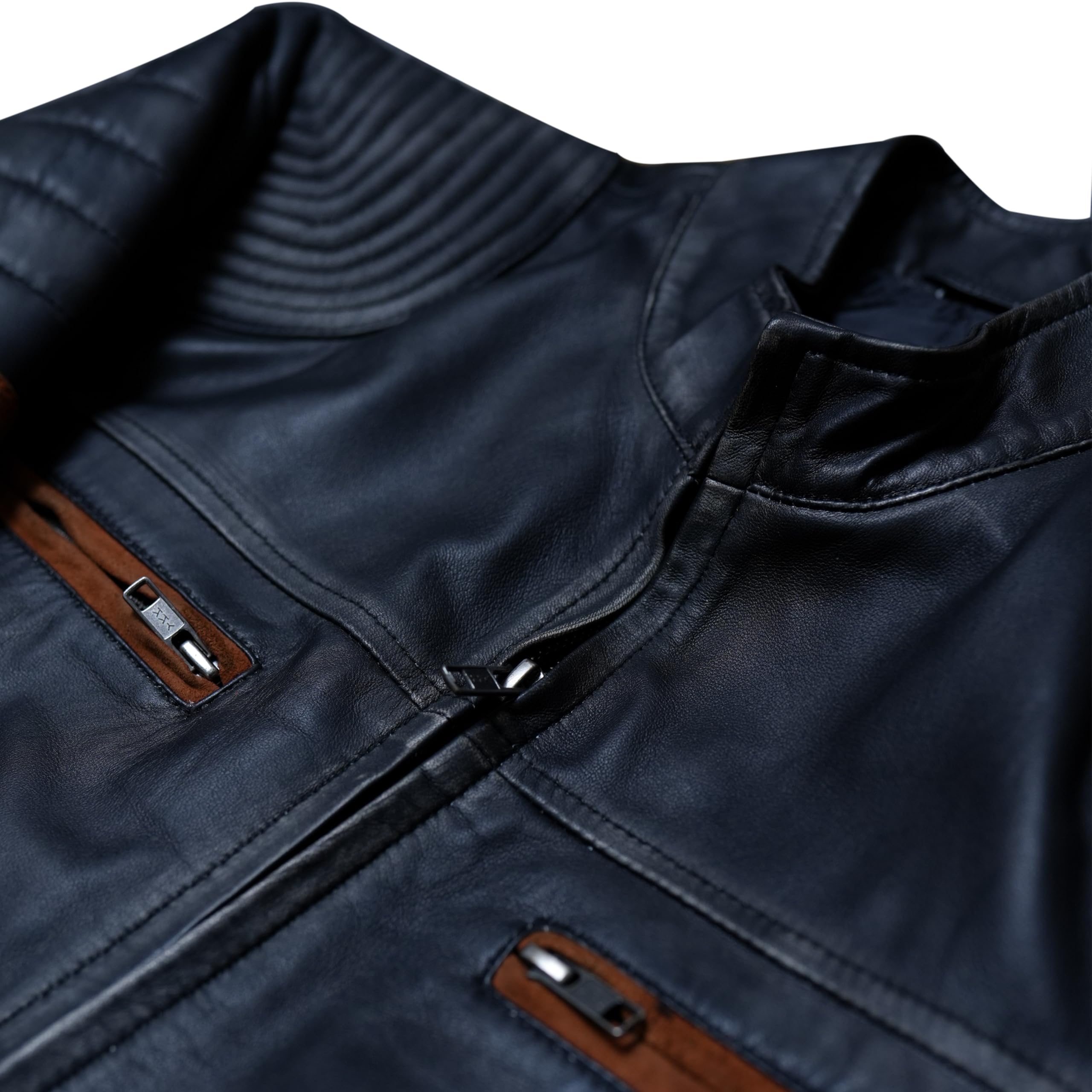 Cafe Racer Retro 2 Cazadora motera de cuero envejecido de estilo vintage para hombre, negro