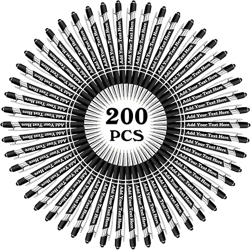 Miniatura 45 de Bolígrafos personalizados a granel grabados personalizados con punta de lápiz capacitivo, bolígrafos personalizados de tinta negra, regalos