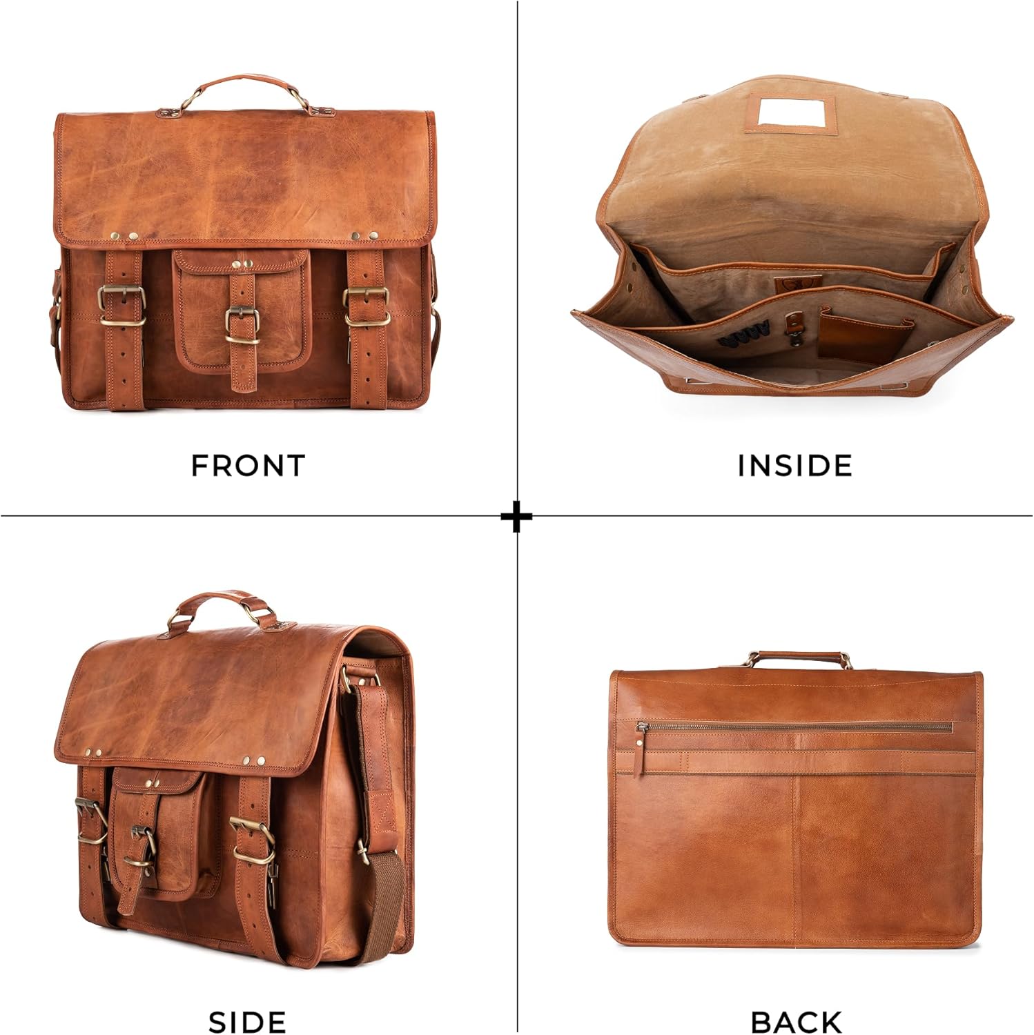 BERLINER BAGS Vintage Genuine Leather Messenger Bag Berlin XL, Laptop Bag, Work Bag, Briefcase for Men and Women - Brown