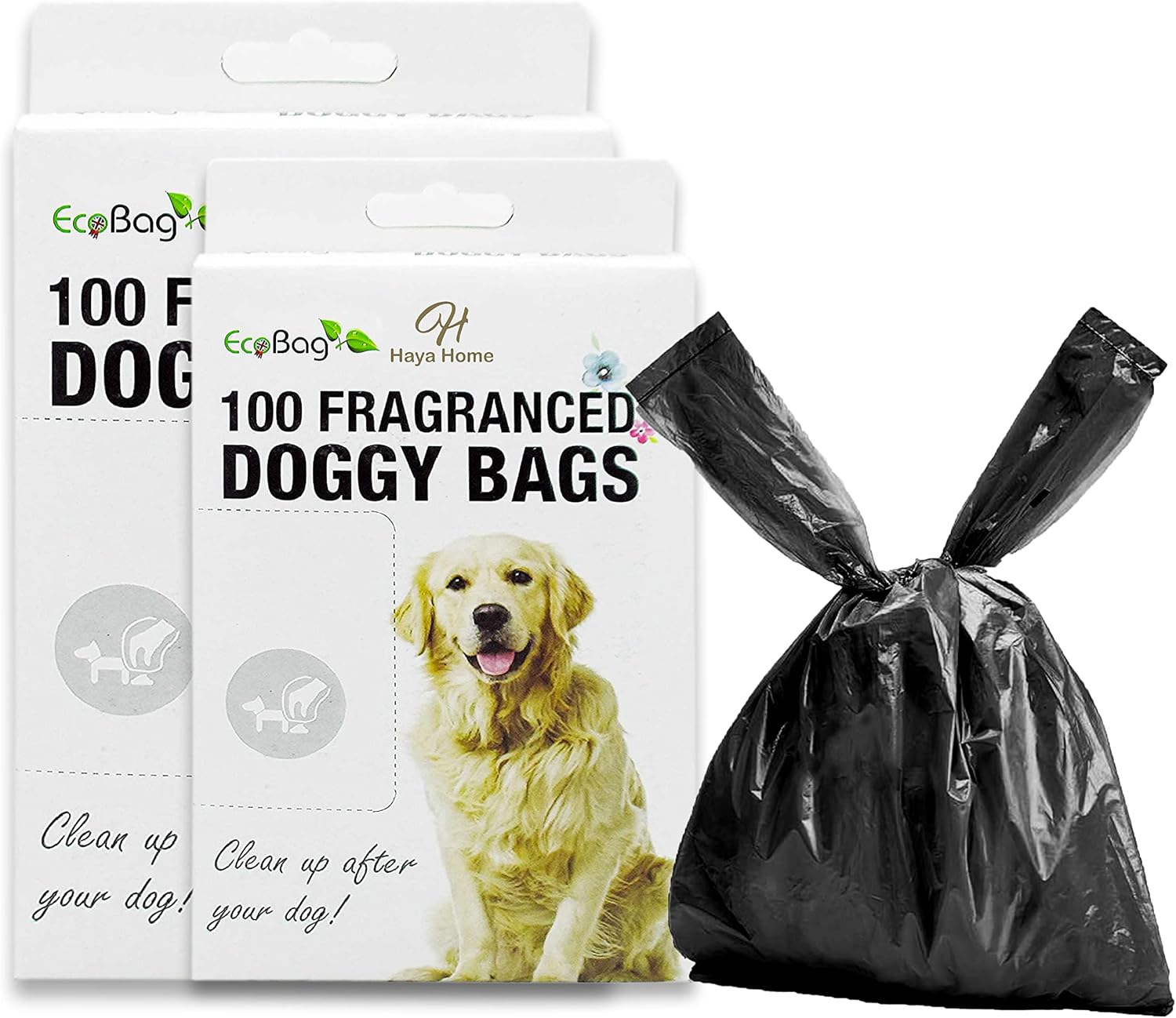 Haya Home 200 Eco Tie Handles Large Dog Poo Bags Leak and Tear