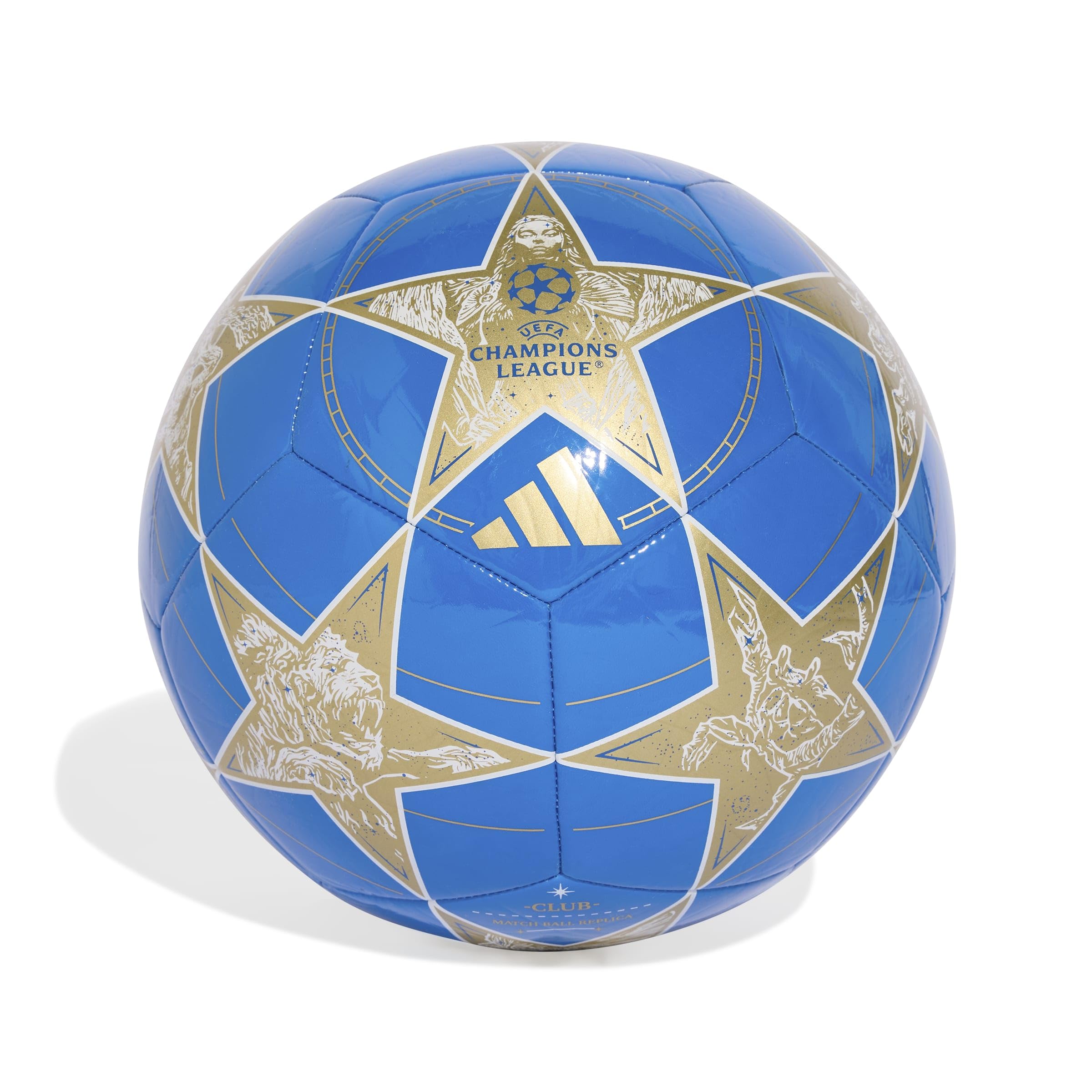 adidas UEFA Champions League Club - Balón de fútbol Unisex para Adultos, Color Blanco/Pantone/Oro Mate, 5