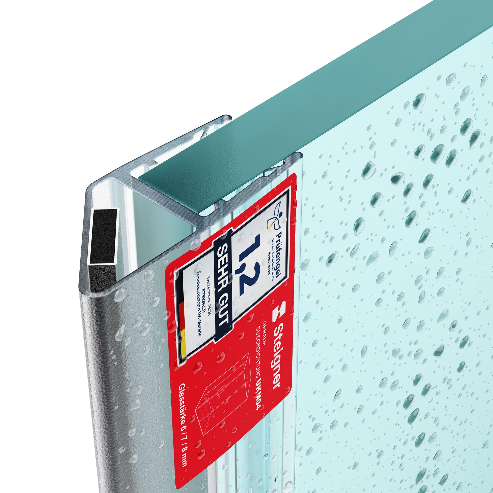 STEIGNER Joint magnetique douche UKM04 185 cm (1 pc.) - Joint porte de douche d’angle, pentagonale, arrondie, en niche ou quart de cercle avec porte 6-8 mm - Étanchéité, Protection contre les fuites