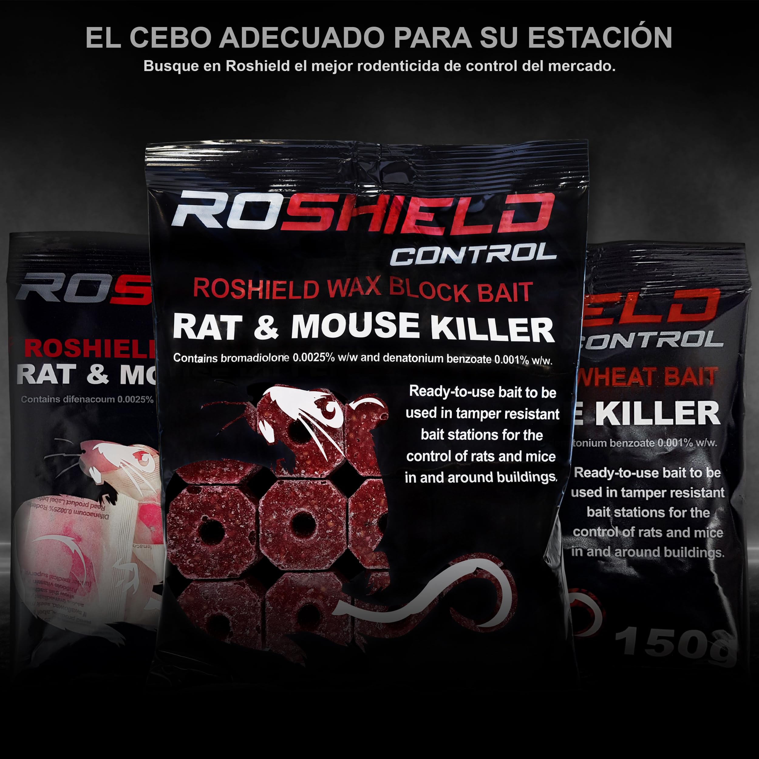 ROSHIELD Calidad Profesional x 10 | Caja de Cebo para Ratas y Ratones Grandes | Estaciones de Caja asesina para Exteriores e Interiores | para envenenamiento de Ratas/Ratones y trampas a presión |
