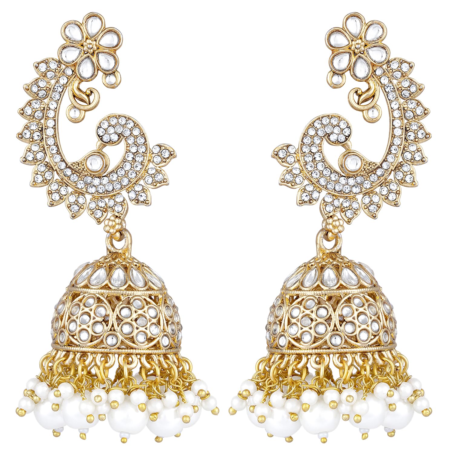 Peora Kundan Pearl Elegant Peacock Jhumki Earrings for Women Girls (B092DRN4PZ) Amazon Price History, Amazon Price Tracker