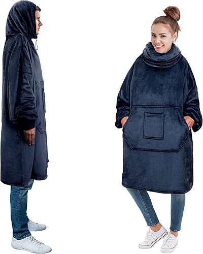 PAVILIA Manta con capucha para mujeres y hombres, sudadera con capucha de gran tamaño, manta con capucha para calentar el cuello, manta de vellón