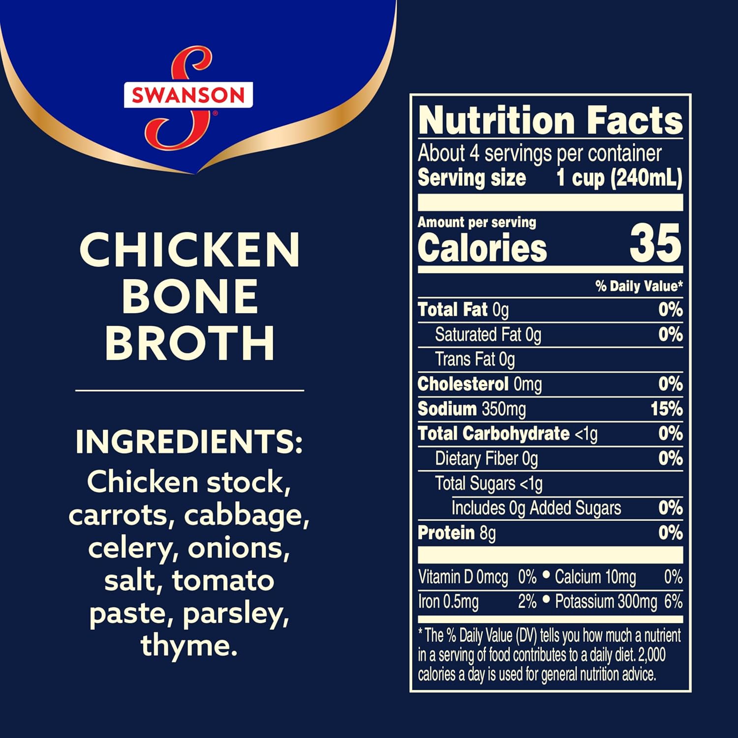 SWANSON S Chicken Bone Broth, 32 oz Carton