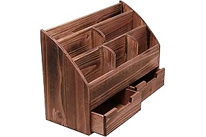 Vintage Rustic Cherry Wood Desk Organizer