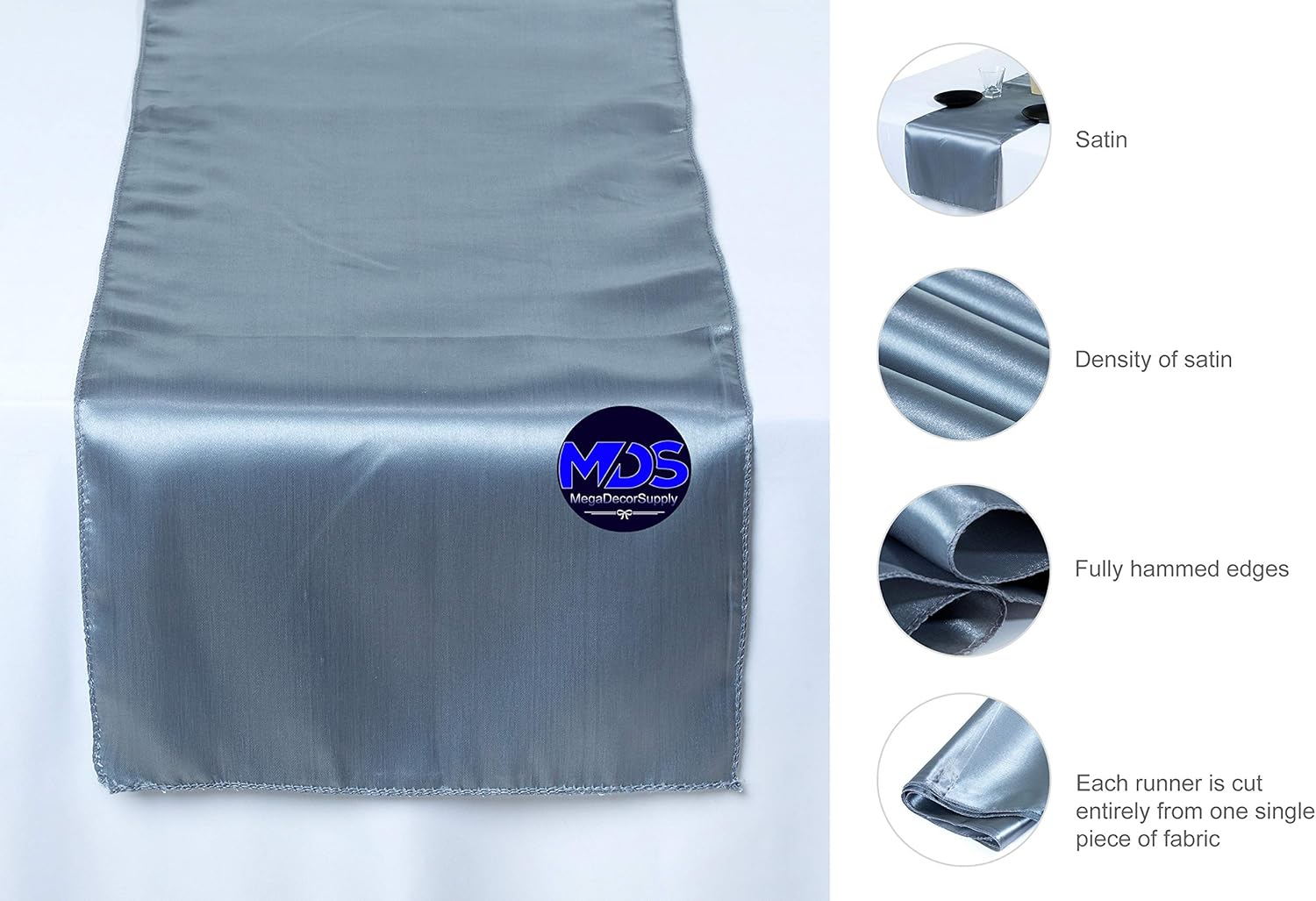 Best Cyber Monday 🔥 mds Pack of 10 Wedding 12 x 108 inch Satin Table Runner for Wedding Banquet Decoration- Light Silver Top Brands mds Pack of 10 Wedding 12 x 108 inch Satin Table Runner for Wedding Banquet Decoration- Light Silver