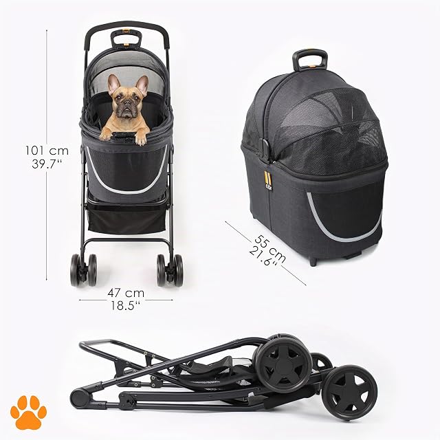 Foto 3 de 8 de MY DUQUE Modelo COCO 2 IN1 - Carrito de paseo perros hasta 15kg, cesta adicional para las compras…