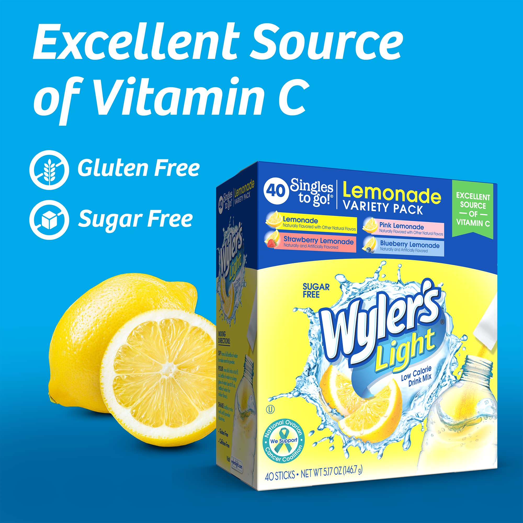 Wyler's Light Singles to Go Powder Packets, 80 Count variaty Pack, Water Drink Mix,Lemonade & Island Punch, Sugar & Caffeine Free, On-The-Go