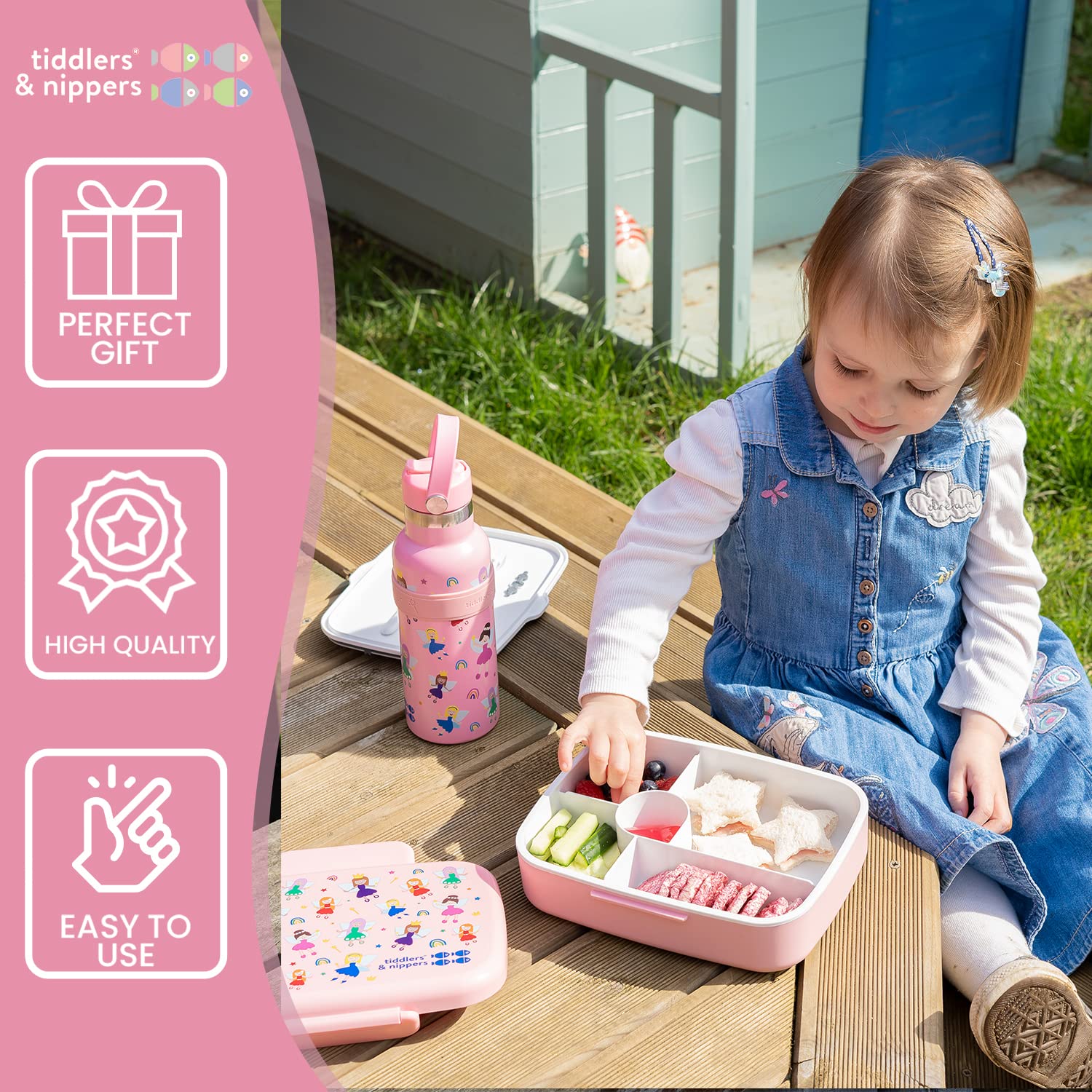 Tiddlers & Nippers Bento-Box Mit 5 Fächern – Auslaufsicher, Inkl. Besteck, Für Schule & Arbeit