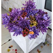 Ivydale 2 Bundles Artificial Fake Mums Flowers for Outdoor, 48 Heads Faux Purple Silk Chrysanthemum Bouquets with Long Stems Arrangements Centerpiece for Wedding Party Home Decor
