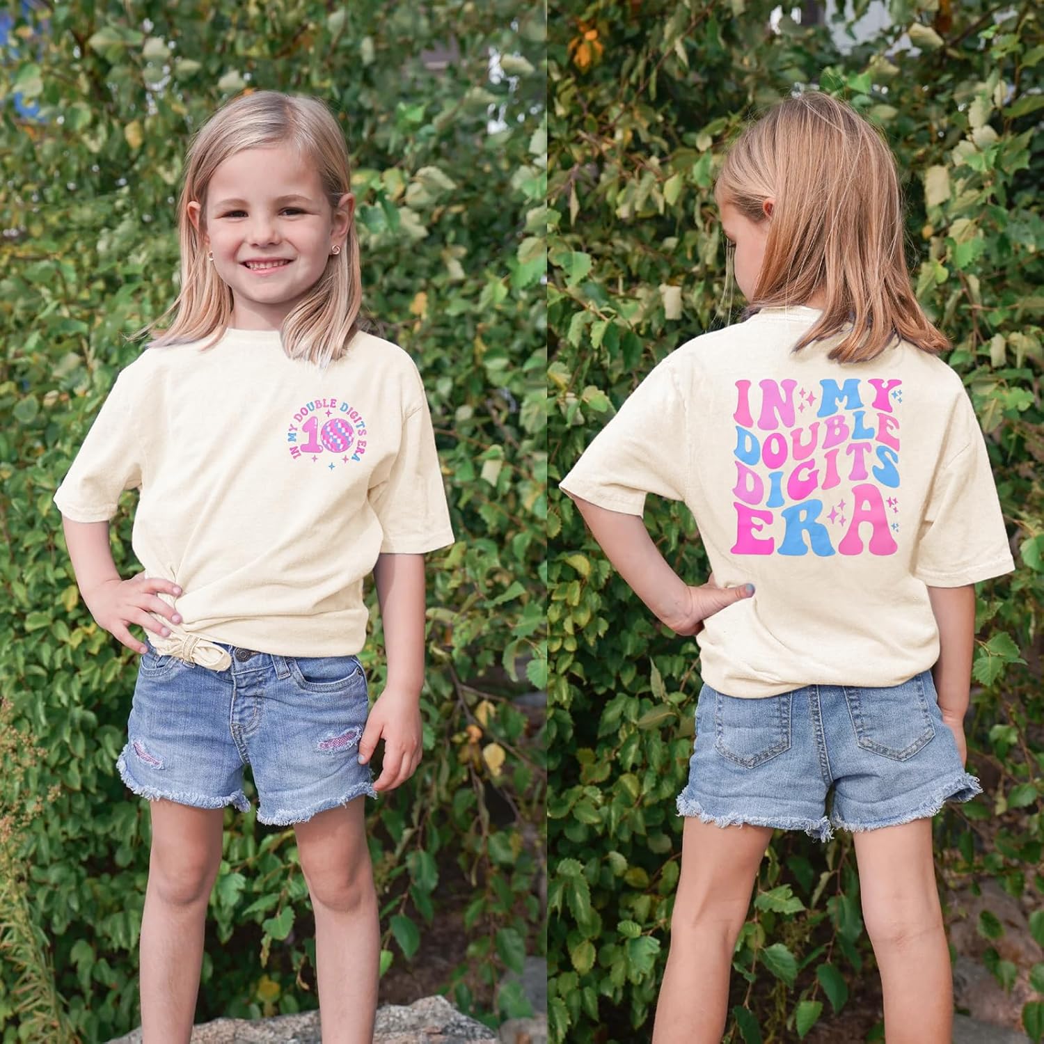 in My Double Digits Era Girl T-Shirt 10 Year Old Birthday Summer Crewneck Shirt Outfits - Image 2
