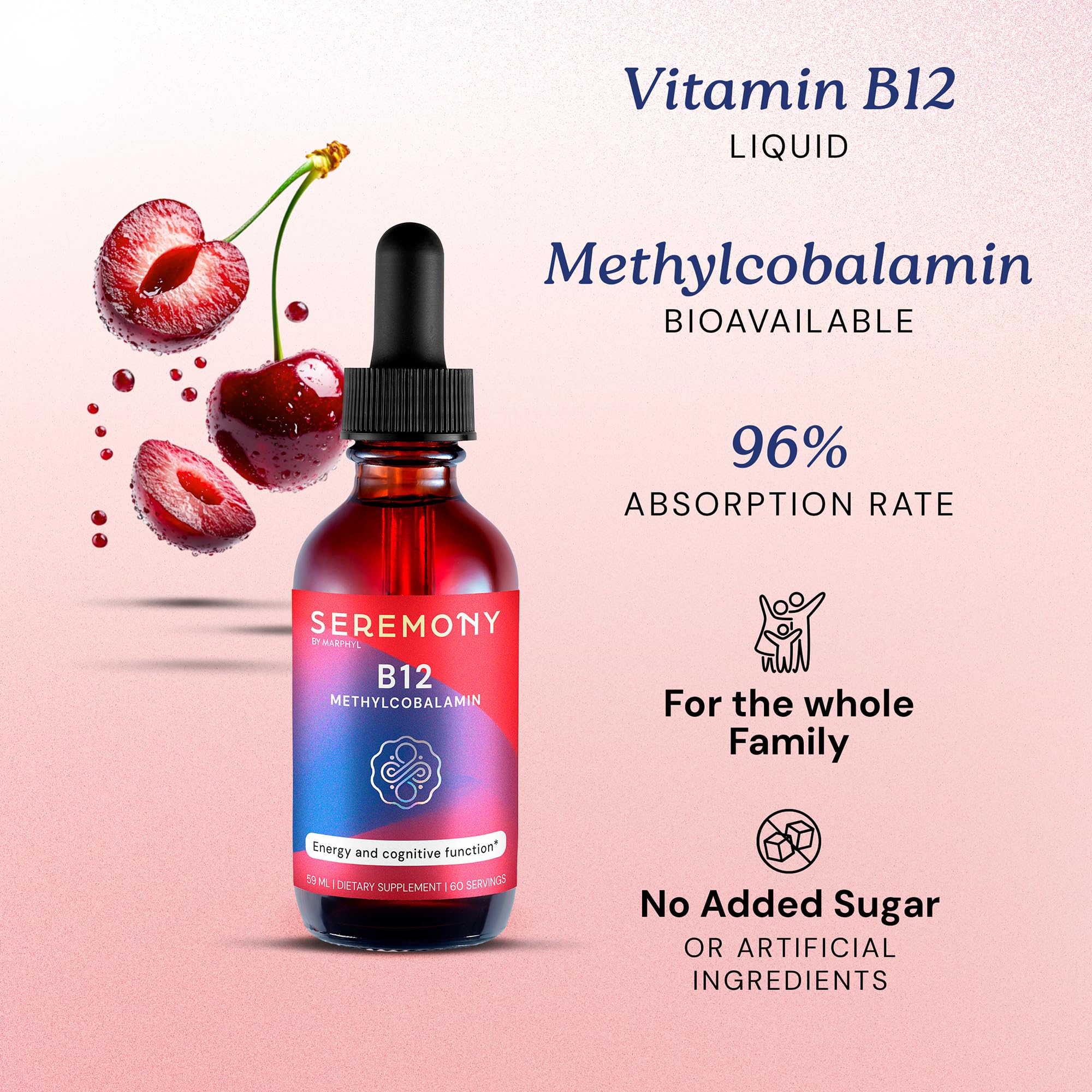 Amazon.com: MARPHYL SEREMONY - Methylcobalamin Vitamin B12 Liquid Drops  with Tart Cherry Juice - Boost Energy, Immune Support, Improve Memory &  Concentration - USA Made, Vegan, Non-GMO (2 oz) : Health & Household