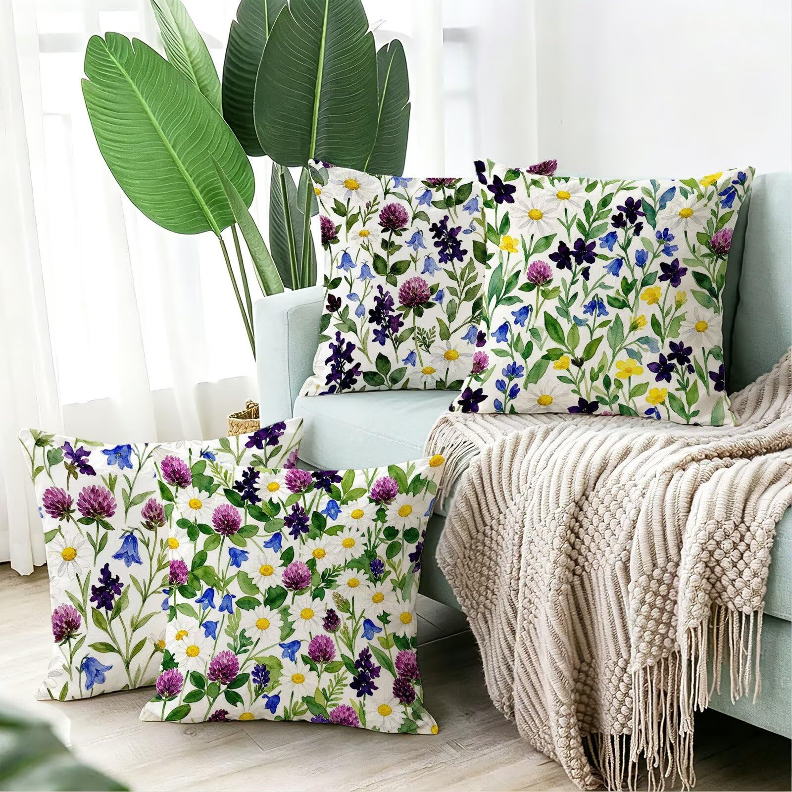 Cojines Exterior PúRpura Funda Almohada 45x45cm Juego de 4, Cod-443